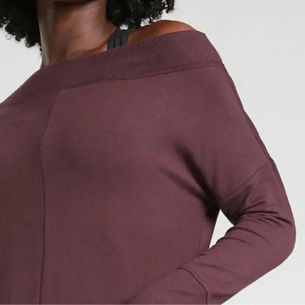 Athleta Burgundy Studio Barre 2.0 sweatshirt dress size X small - Picture 3 of 12